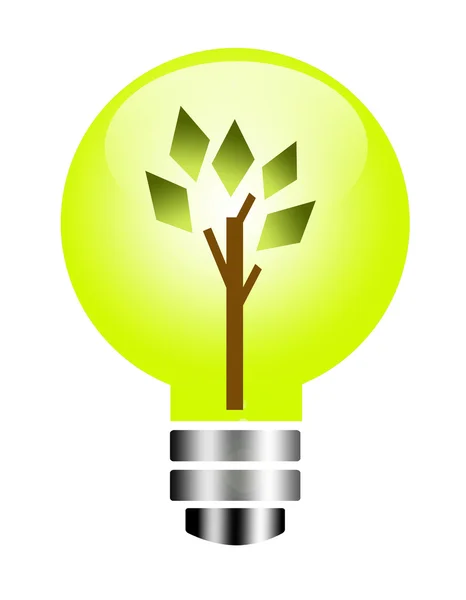 Yeşil Doğal Işık Ampul Illüstrasyon Ağacı Tasarım — Stok fotoğraf