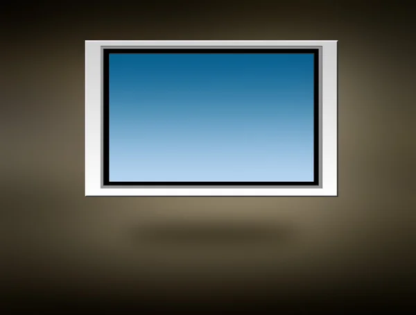 Plasma Bildschirm Auf Grauem Hintergrund Raum Zum Einfügen Von Text — Stockfoto