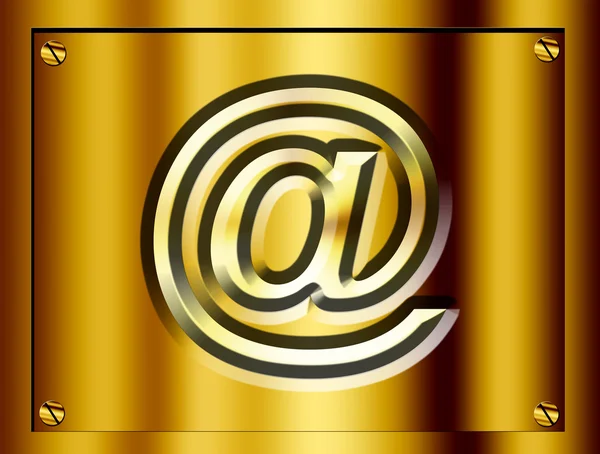 Знак Электронной Почты Золотой Лист Рамой Винтами — стоковое фото