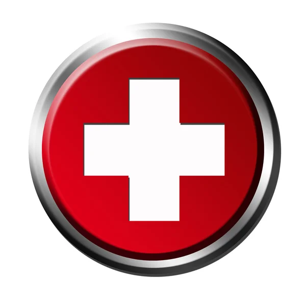 Medicine Chest Symbol Chrome Frame White Background — Stock Photo, Image