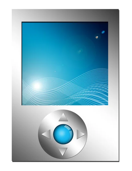 Chrome Mp3 Játékos Val Felső Fehér Háttér Kék Képernyő Elszigetelt — Stock Fotó