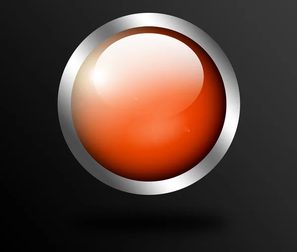 Oranžové Chrome Tlačítko Šedé Pozadí — Stock fotografie