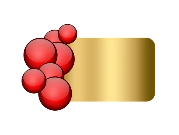 Gold Card Red Spheres White Background Isolated Image — Stock Photo, Image