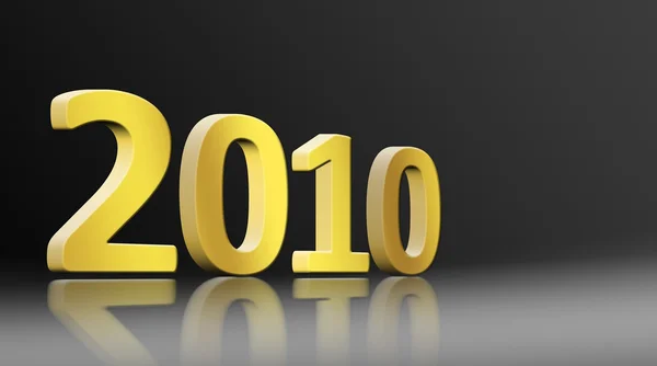 2010 New Year Illustration Reflection Black Background — Stock Photo, Image