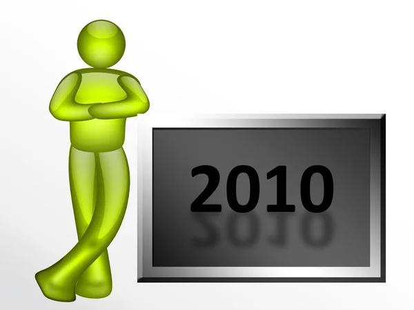 2010 Ano Novo Com Ilustração Pessoa Verde — Fotografia de Stock