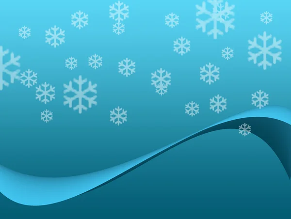 Blaue Dynamische Welle Über Schneeflocken Hintergrund — Stockfoto