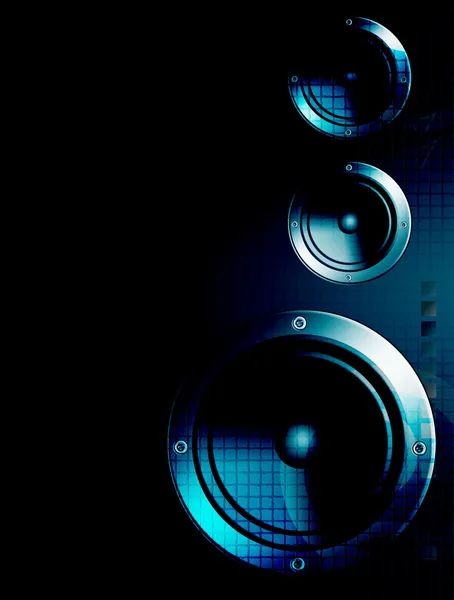 Altavoces Azules Con Efectos Luz Sonido Ilustración Musical —  Fotos de Stock