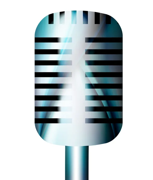 Blue Chrome Old Microphone White Background Isolated Illustration — Stock Photo, Image