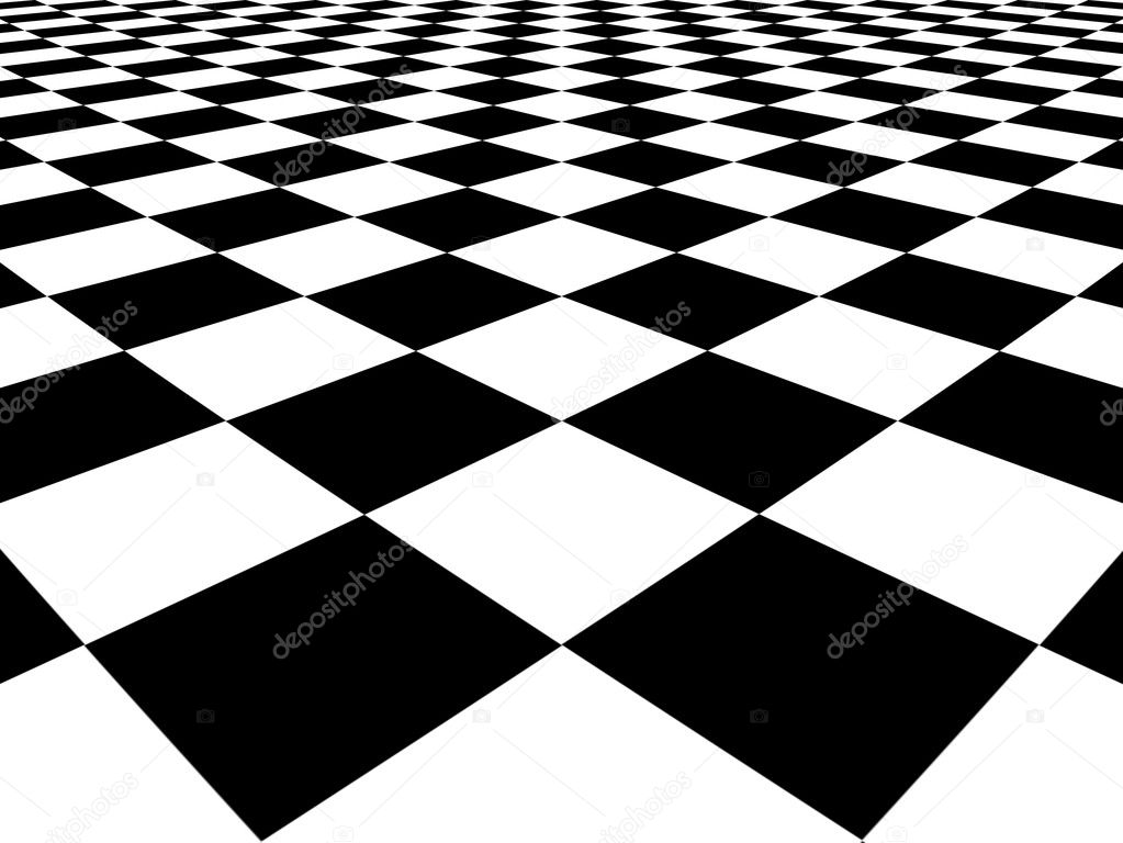 Black and white squares with perspective effect