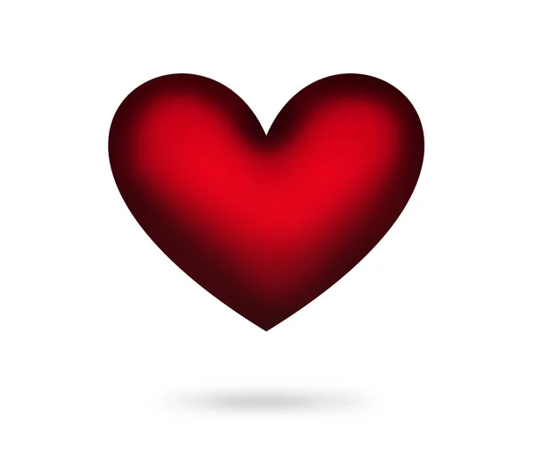 Grande Coração Vermelho Com Sombra Sobre Fundo Branco — Fotografia de Stock