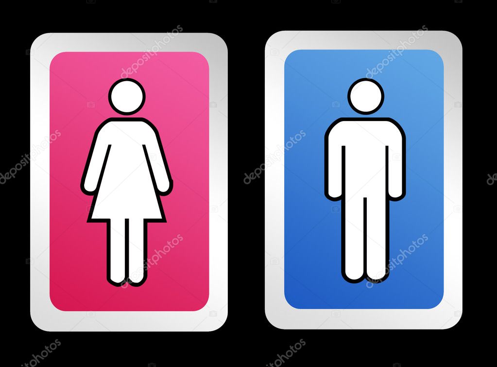 Woman and man signs