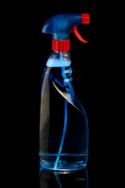 Soluzione di pulizia blu Spray bottiglia — Foto Stock