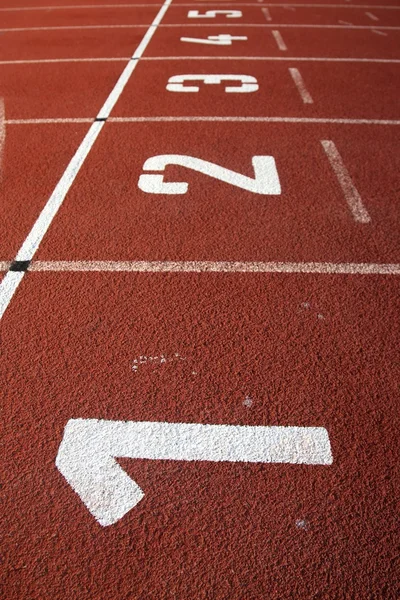 Atletismo Track Lane Numbers — Fotografia de Stock