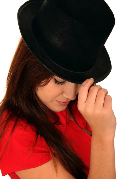 Hezká žena v klobouku — Stock fotografie