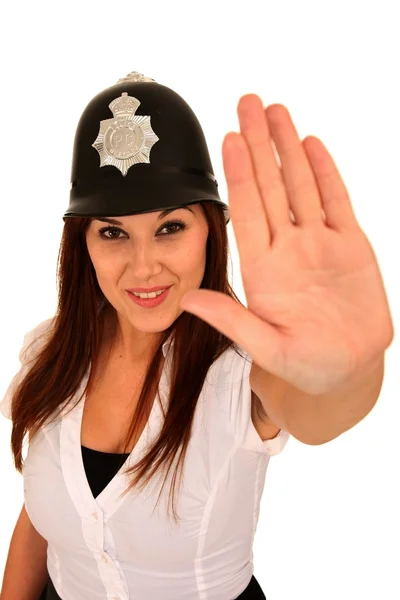 Linda morena Policewoman — Fotografia de Stock