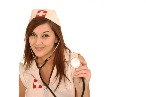 Schöne brünette krankenschwester — Stockfoto