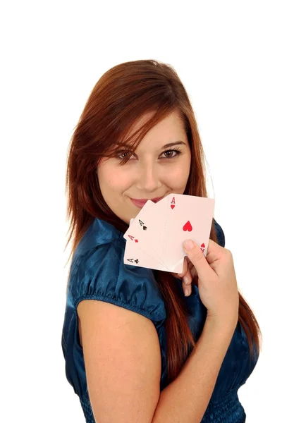 Beauty Holding All Aces — Stock Photo, Image