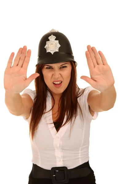 Bastante mujer policía con mirada enojada — Foto de Stock