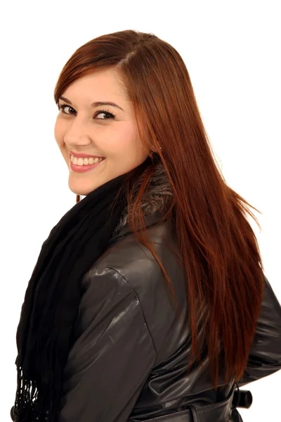 Nádherná usměvavá brunetka žena — Stock fotografie