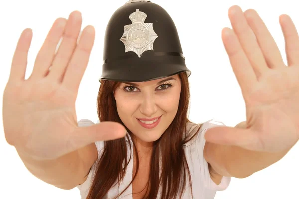 Krásná policistka s rozzlobený pohled — Stock fotografie
