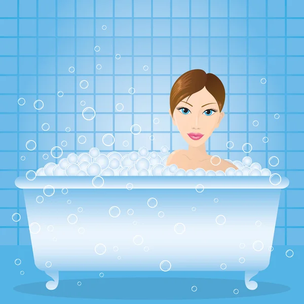 Meisje in het bad — Stockvector