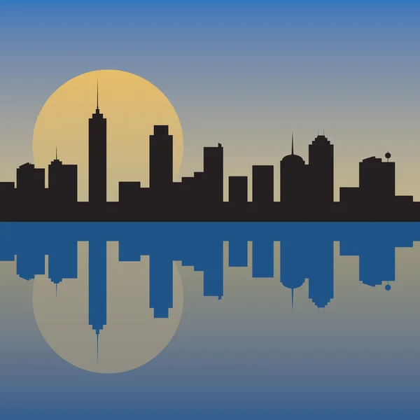 stock vector Skyline of the city at dawn