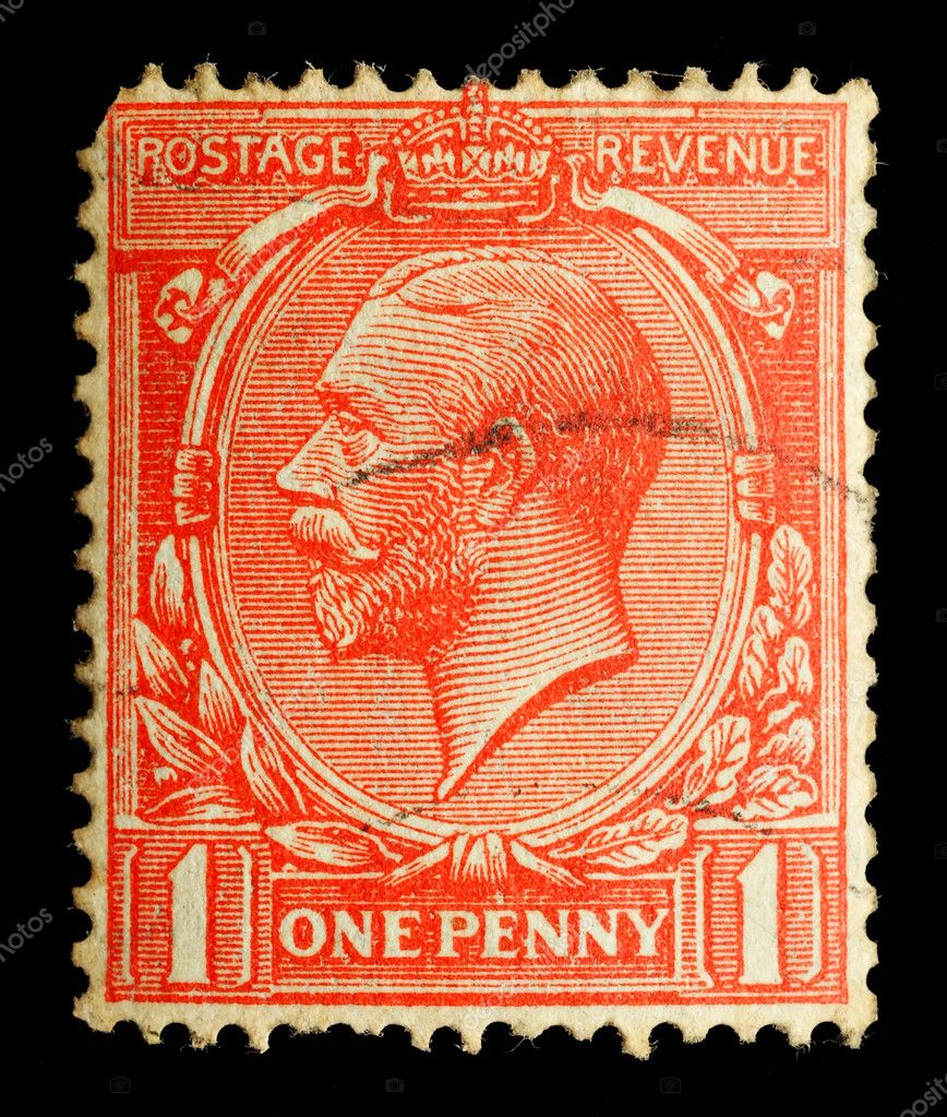 Vintage English Postage Stamp Stock Editorial Photo