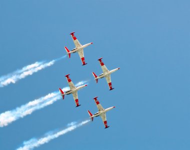 Four flying aircraft. clipart