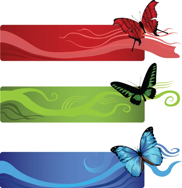Banners con mariposas — Vector de stock