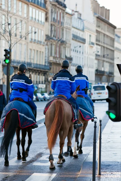 French gendarmerie on a street of Paris — Stock Photo, Image