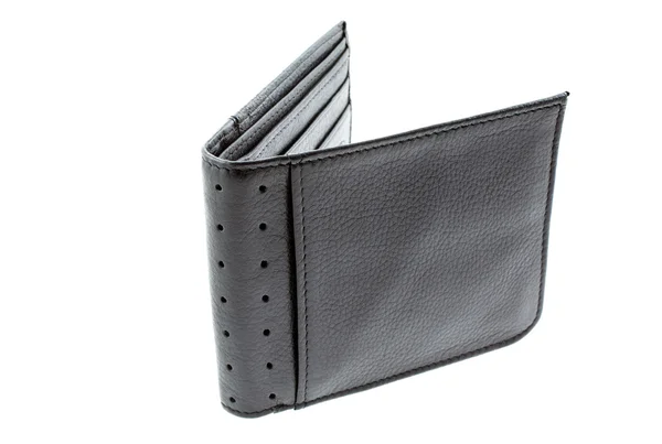 Izole siyah deri cüzdan — Stok fotoğraf