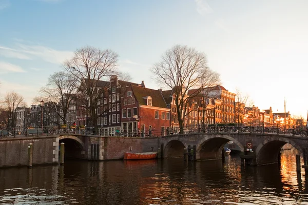 Amsterdamské kanály zobrazení — Stock fotografie