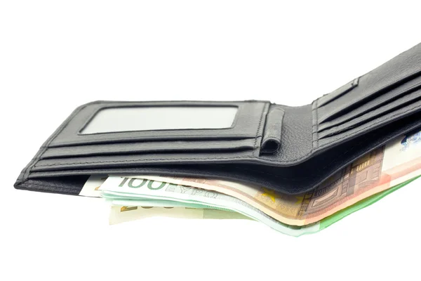 Avro ile siyah deri cüzdan — Stok fotoğraf