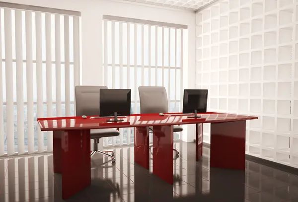 Büro mit Computer 3d — Stockfoto