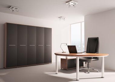 Modern office interior 3d clipart