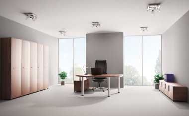 Modern office interior 3d clipart