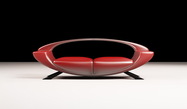 Modern red sofa isolated 3d