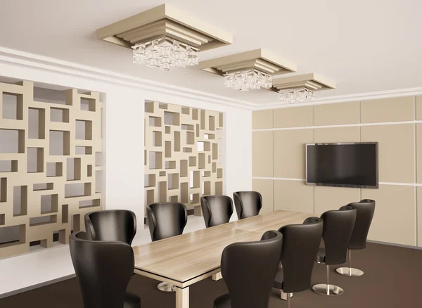 Moderna sala de reuniões interior 3d render — Fotografia de Stock