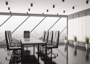 Modern boardroom interior 3d clipart