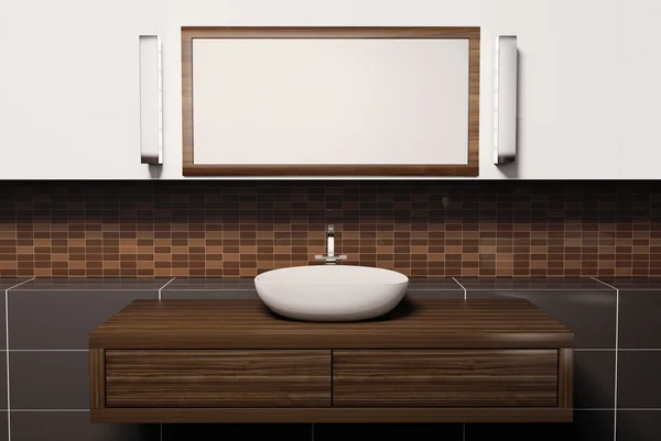 Waschbecken und Spiegel 3D — Stockfoto