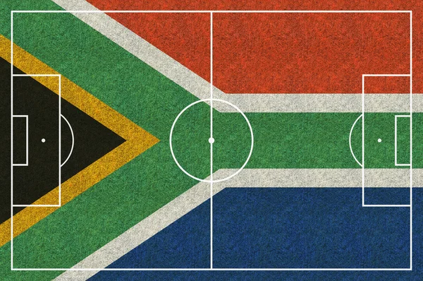 Voetbal veld Zuid-Afrika vlag — Stockfoto