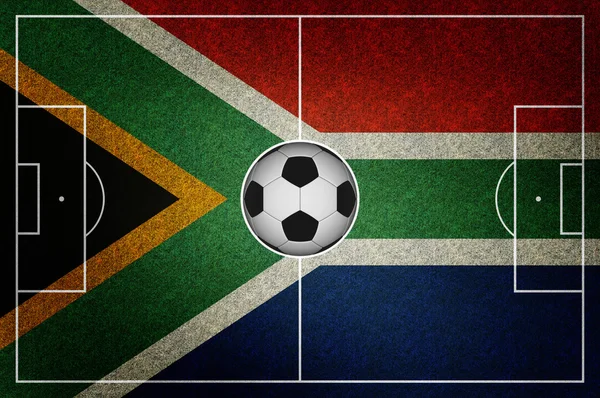 Ποδόσφαιρο Νότια Αφρική πεδίο σημαία μπάλα — Φωτογραφία Αρχείου