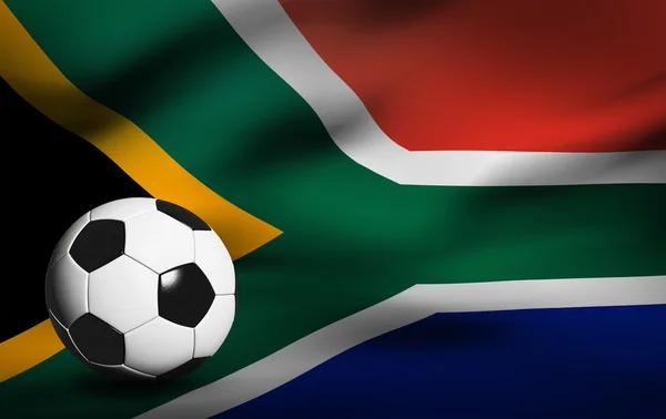 南アフリカ共和国上のサッカー ボール フラグ 3 d — ストック写真
