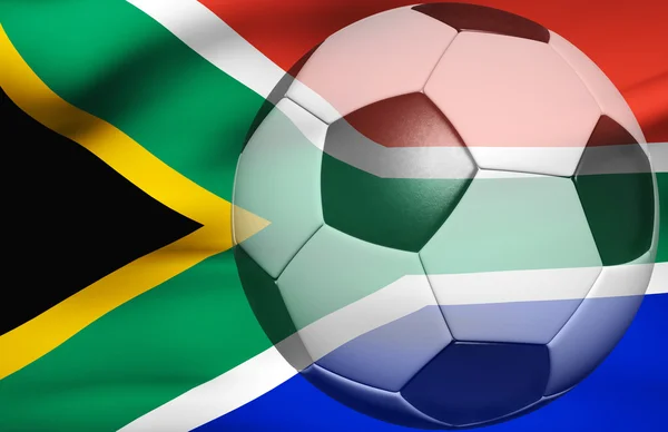 Futbol topu Güney Afrika bayrak 3d — Stok fotoğraf