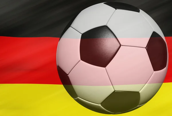 Bola de futebol sobre a bandeira da Alemanha 3d — Fotografia de Stock