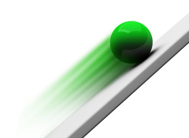 Green chrome ball rolling upwards 3d clipart