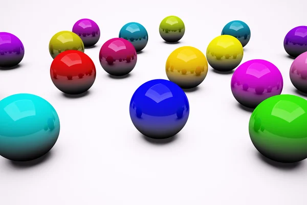 stock image Multi colored chrome balls background 3d