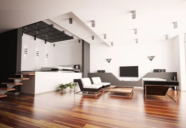 Moderno appartamento interno 3d — Foto Stock