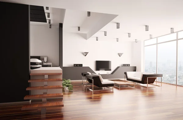 Apartamento moderno interior 3d — Foto de Stock