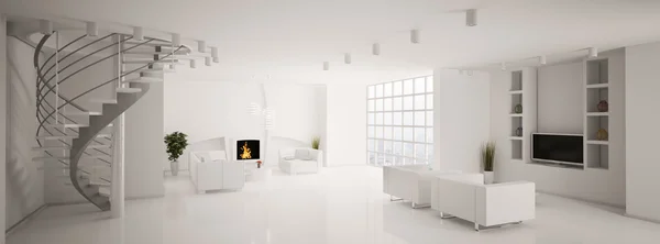 현대 거실 파노라마 3d — 스톡 사진